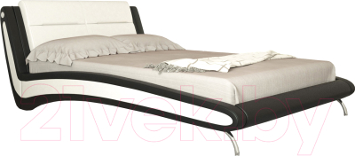 Двуспальная кровать Bravo Мебель Белла 1 160x200 (экокожа черный/белый)