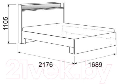 Двуспальная кровать Сакура №16М 160 (шимо светлый/белый глянец)