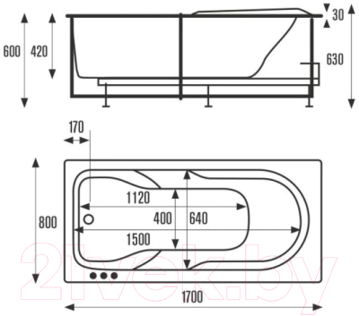 Ванна акриловая VagnerPlast Corvet 170x80 / VPBA178COR2X-04