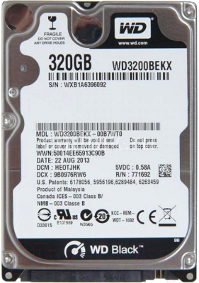 

Жесткий диск Western Digital, Black 320GB (WD3200BEKX)