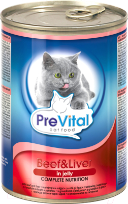 Влажный корм для кошек Prevital Beef&Liver (415г)