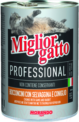 Влажный корм для кошек Miglior Gatto Professional Game&Rabbit (405г)