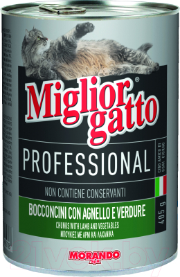 Влажный корм для кошек Miglior Gatto Professional Lamb&Vegetables (405г)