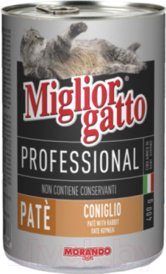 Влажный корм для кошек Miglior Gatto Professional Pate Rabbit (400г)