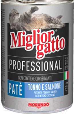 Влажный корм для кошек Miglior Gatto Professional Pate Tuna&Salmon (400г)
