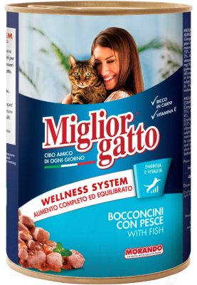 Влажный корм для кошек Miglior Gatto Classic Fish (405г)