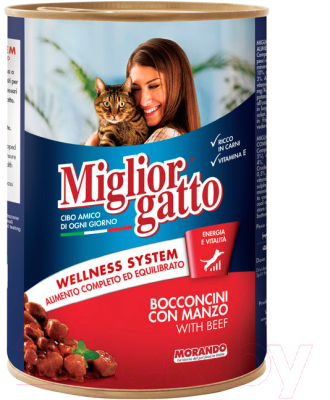 Влажный корм для кошек Miglior Gatto Classic Beef (405г)