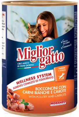 Влажный корм для кошек Miglior Gatto Classic Poultry&Carrots (405г)