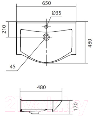 Умывальник Акватон Беверли 65 (1WH302501)