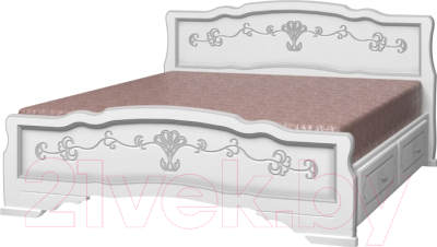 Двуспальная кровать Bravo Мебель Карина 6 180x200 с ящиками (дуб молочный)