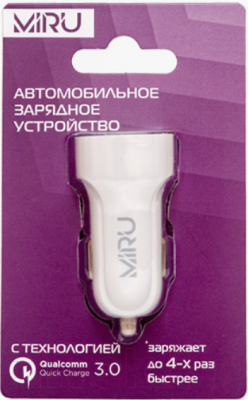 Зарядное устройство автомобильное Miru Quick Charge 3.0 / 5028 (белый)