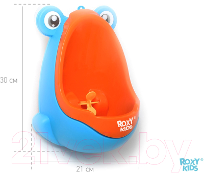 Детский писсуар Roxy-Kids Лягушка с прицелом / RBP-2129BO (голубой/апельсиновый)