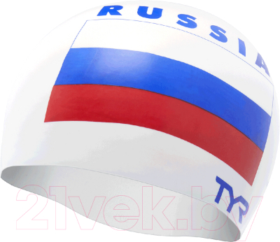 Шапочка для плавания TYR Russia Silicone Swim Cap / LCSRUS/100 (белый)