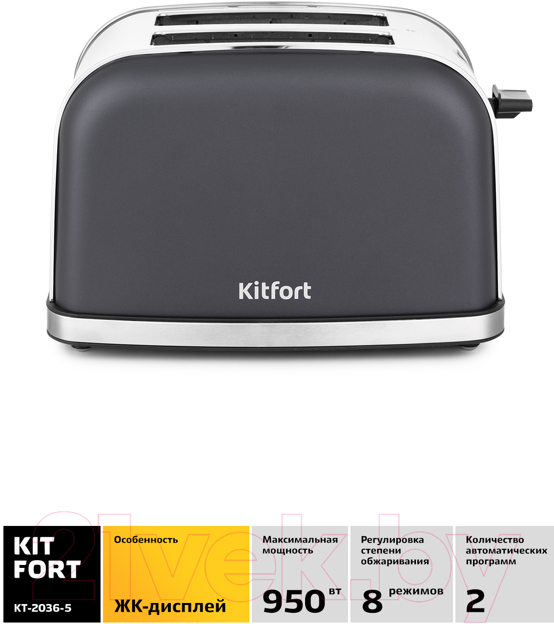 Тостер Kitfort KT-2036-5 (графит)