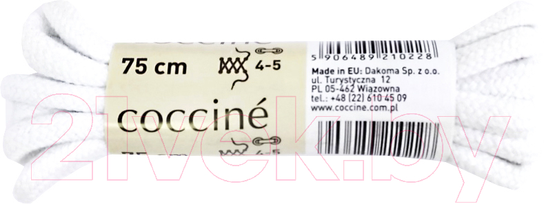 Шнурки для обуви Coccine Band / SZNN/75/BIA/5B (75см, 5В хлопок белый)