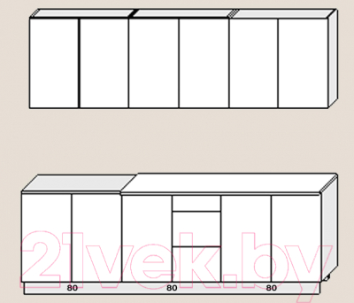 Готовая кухня Артём-Мебель Оля МДФ СН-114 2.4 без стекла (глянец белый/бордовый)