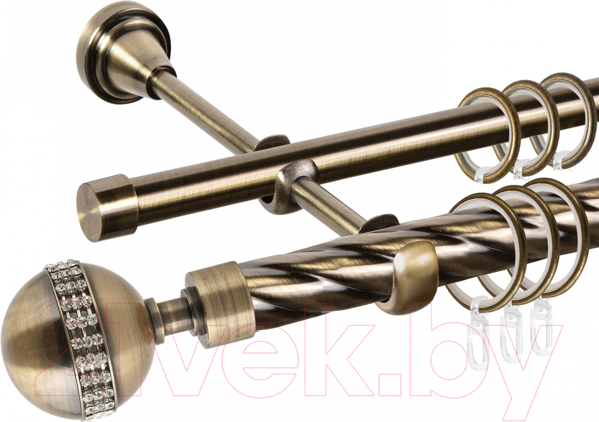 Карниз для штор АС ФОРОС Grace D25К/16Г + наконечники Авея (1.8м, антик)