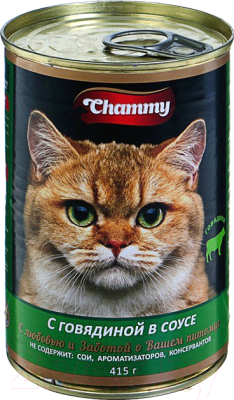 Влажный корм для кошек Chammy Говядина в соусе (415г)