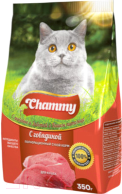 Сухой корм для кошек Chammy С говядиной (350г)
