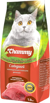 Сухой корм для кошек Chammy С говядиной (1.9кг)