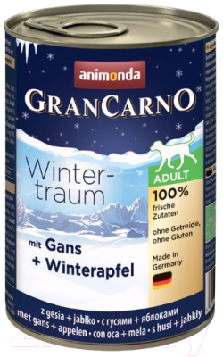 Влажный корм для собак Animonda GranCarno Winter-traum с гусем и яблоками (400г)