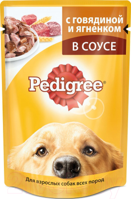 Влажный корм для собак Pedigree Для взрослых собак всех пород с говядиной и ягненком в соусе (100г)