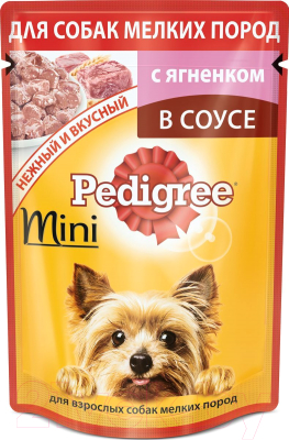 Влажный корм для собак Pedigree Для взрослых собак мелких пород с ягненком в соусе (85г)