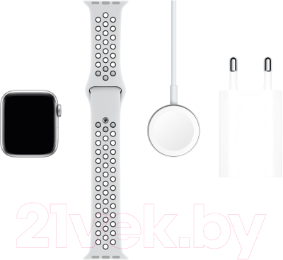 Умные часы Apple Watch Series 5 GPS 40mm / MX3R2 (алюминий серебристый/чистая платина, черный)