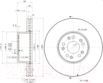 

Тормозной диск Brembo, 09872610