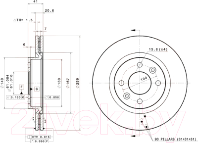 

Тормозной диск Brembo, 09580224