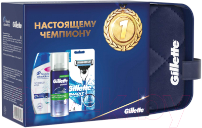 

Набор косметики для тела и волос Gillette, Станок M3 Start+1к+пена+шампунь+косметичка