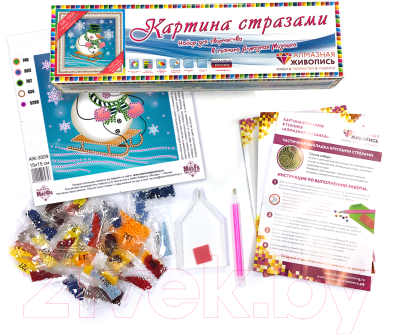 Набор алмазной вышивки Алмазная живопись Снеговик на санках / АЖ-3009