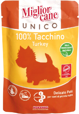 Влажный корм для собак Miglior Cane Unico Turkey (150г)