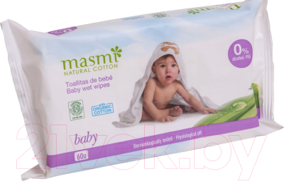Влажные салфетки детские Masmi Natural Cotton для детей (60шт)
