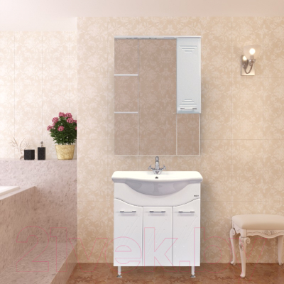 Шкаф с зеркалом для ванной Misty Флори 85 / Э-Флр04085-011СвП