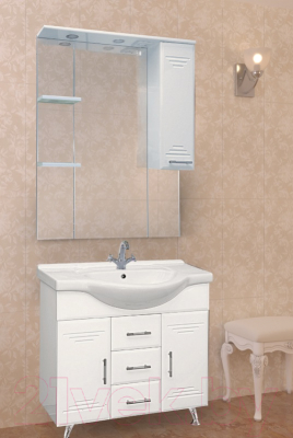 Шкаф с зеркалом для ванной Misty Флори 85 / Э-Флр04085-011СвП