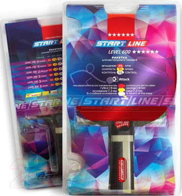 Ракетка для настольного тенниса Start Line Level 600 New / 12705 (прямая)