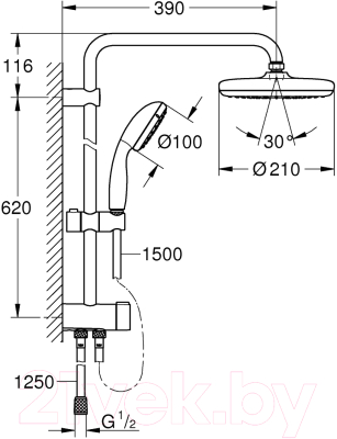 Душевая система GROHE New Tempesta System 210 26381001