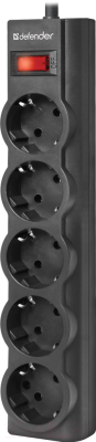 Сетевой фильтр Defender ES largo (5м, 5 розеток, черный)
