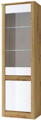 Шкаф с витриной Anrex Riche 1V1D (дуб артисан/белый глянец)