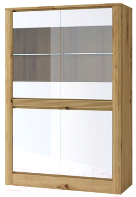 Шкаф с витриной Anrex Riche 2V2D (дуб артисан/белый глянец)