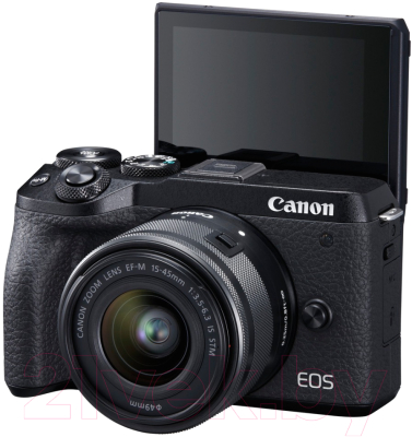 Беззеркальный фотоаппарат Canon EOS M6 Mark II EF-M 15-45mm IS STM + EVF-DC2 / 3611C012 (черный)