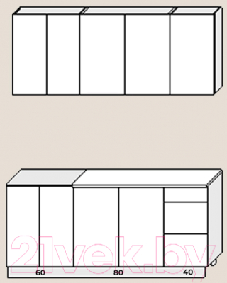 Готовая кухня Артём-Мебель Оля МДФ СН-114 1.8 без стекла (глянец белый/бордовый)