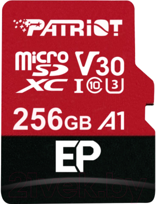 Карта памяти Patriot microSDXC 256GB (Class 10) U3 V30 A1 + адаптер (PEF256GEP31MCX)