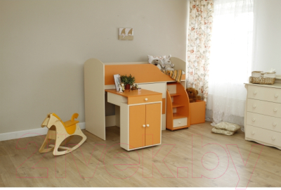 Кровать-чердак детская Можга Р430-КО (кремовый/оранжевый)