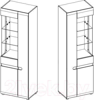 Шкаф с витриной Anrex Linate 3D/Typ 01P (белый/сонома трюфель)