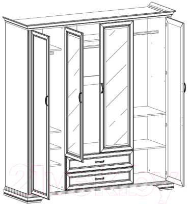 Шкаф Anrex Monako 4D2SZ (сосна винтаж/дуб анкона)