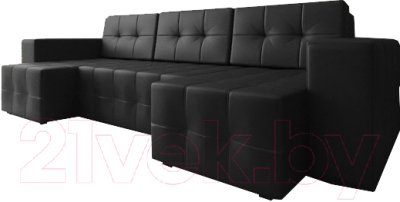 Диван П-образный Настоящая мебель Гессен НПБ экокожа (черный)