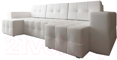 Диван П-образный Настоящая мебель Гессен НПБ экокожа (белый)