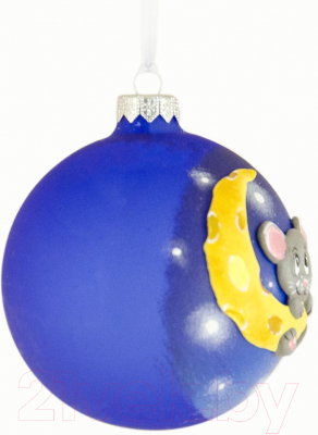 Шар новогодний Грай Мышка на луне ШБ100-35 (синий)